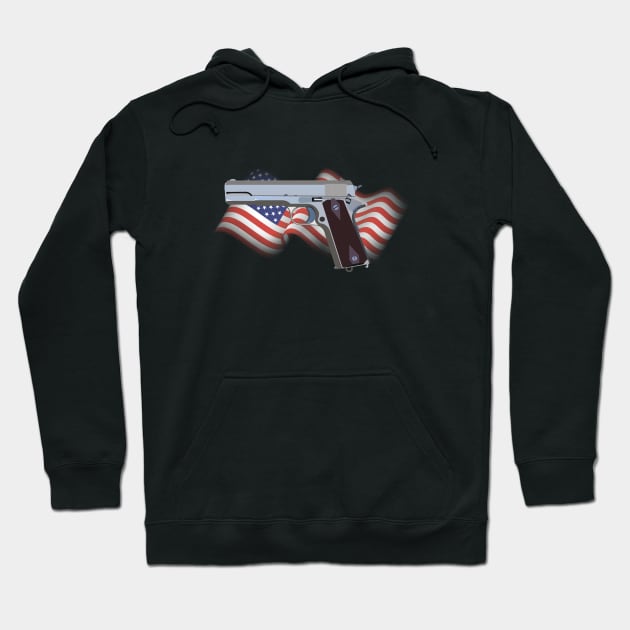 American Patriotic Semi-automatic Pistol Hoodie by NorseTech